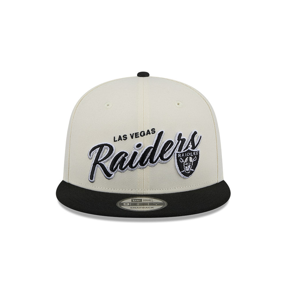 Las Vegas Raiders Hat - Script Chrome White OTC 2-Tone NFL 9Fifty Snapback Cap - New Era